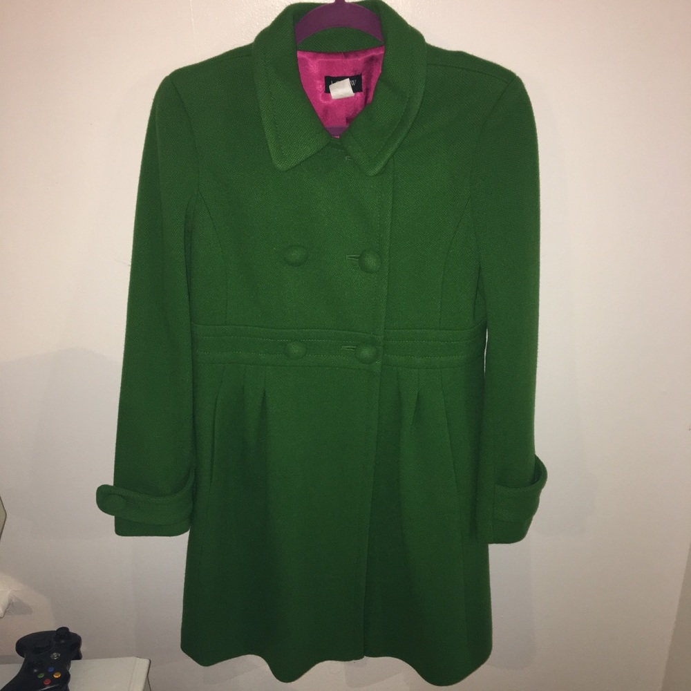 JCREW Kelly Green Double Breasted Pea Coat